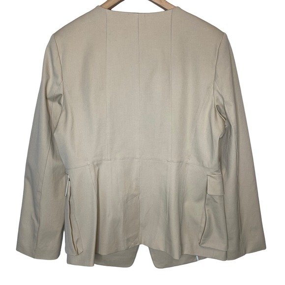 Donna Karan Patch Flap‎ Pocket Jacket Beige Khaki Asymmetrical size 14 - Picture 4 of 8